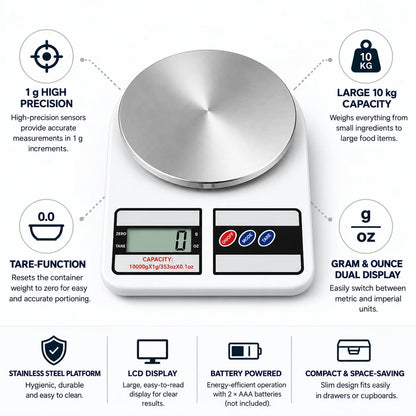 Kitchen Scale 22.0 lb Accuracy & Stainless Steel