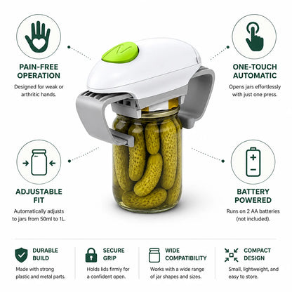 Jar Opener One-Button Automatic & Battery Powered