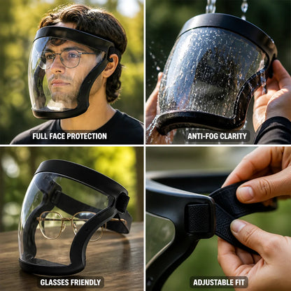 Full Face Shield Anti-Fog Clear Visor (Glasses Friendly)