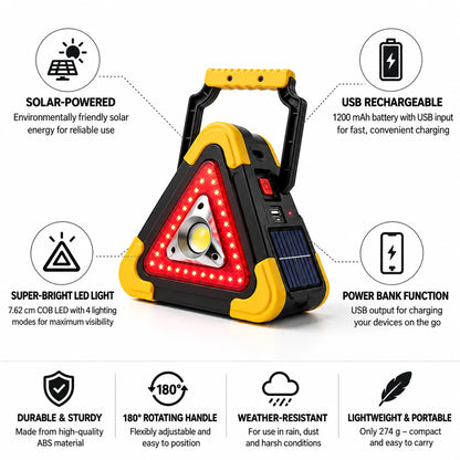 Emergency Triangle Solar Rechargeable Beacon & USB Power Bank