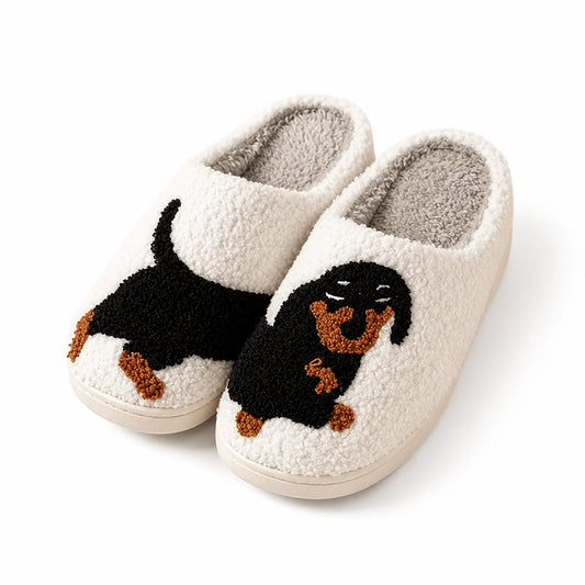 Women's Dachshund Slippers Cotton Lined & Non-Slip Sole