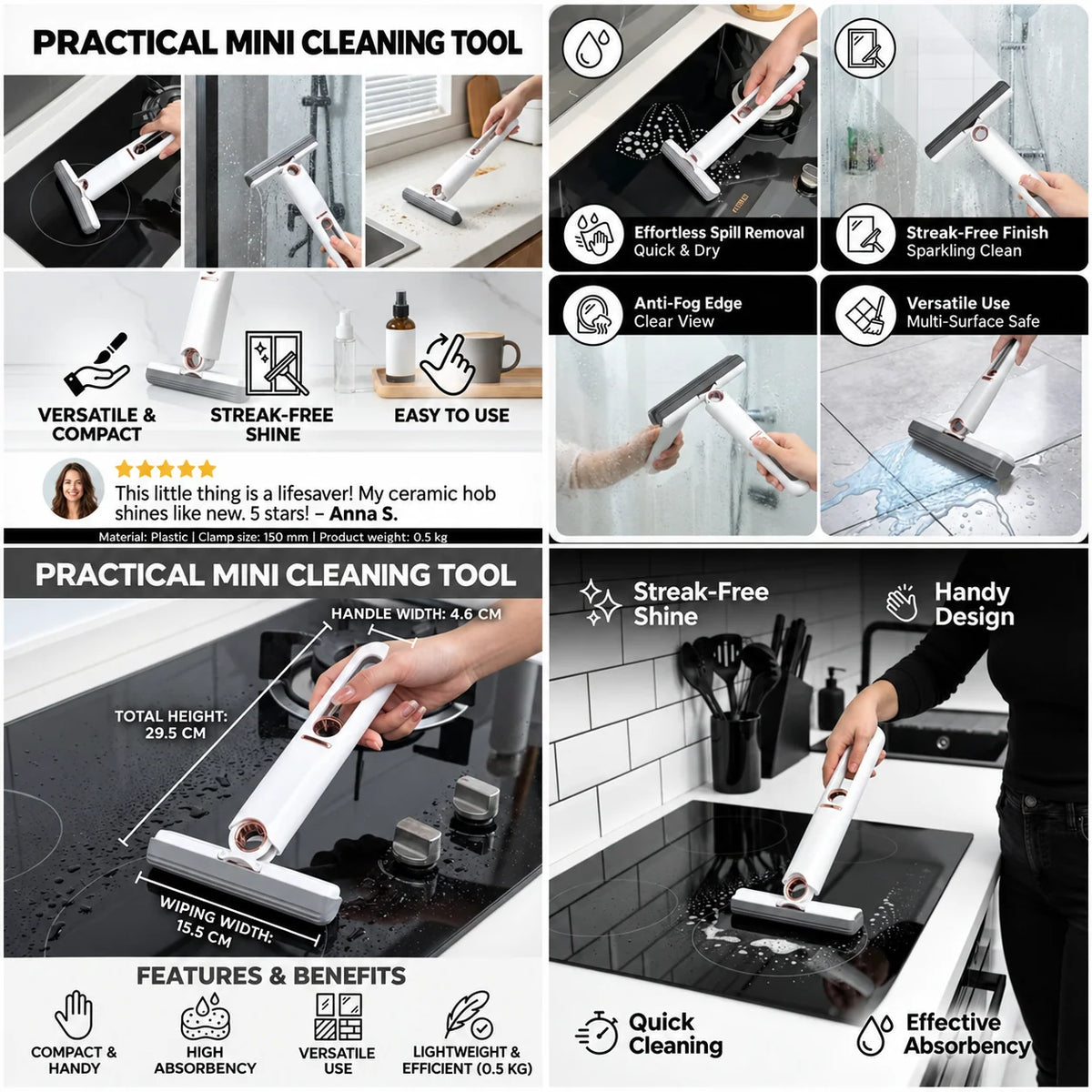 Window Squeegee Handheld Mini (Set of 2)
