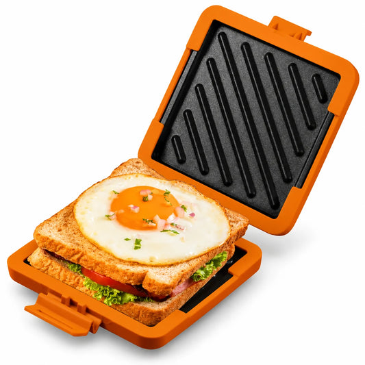 Microwave Sandwich Maker Aluminum Nonstick Plates & Silicone Handles