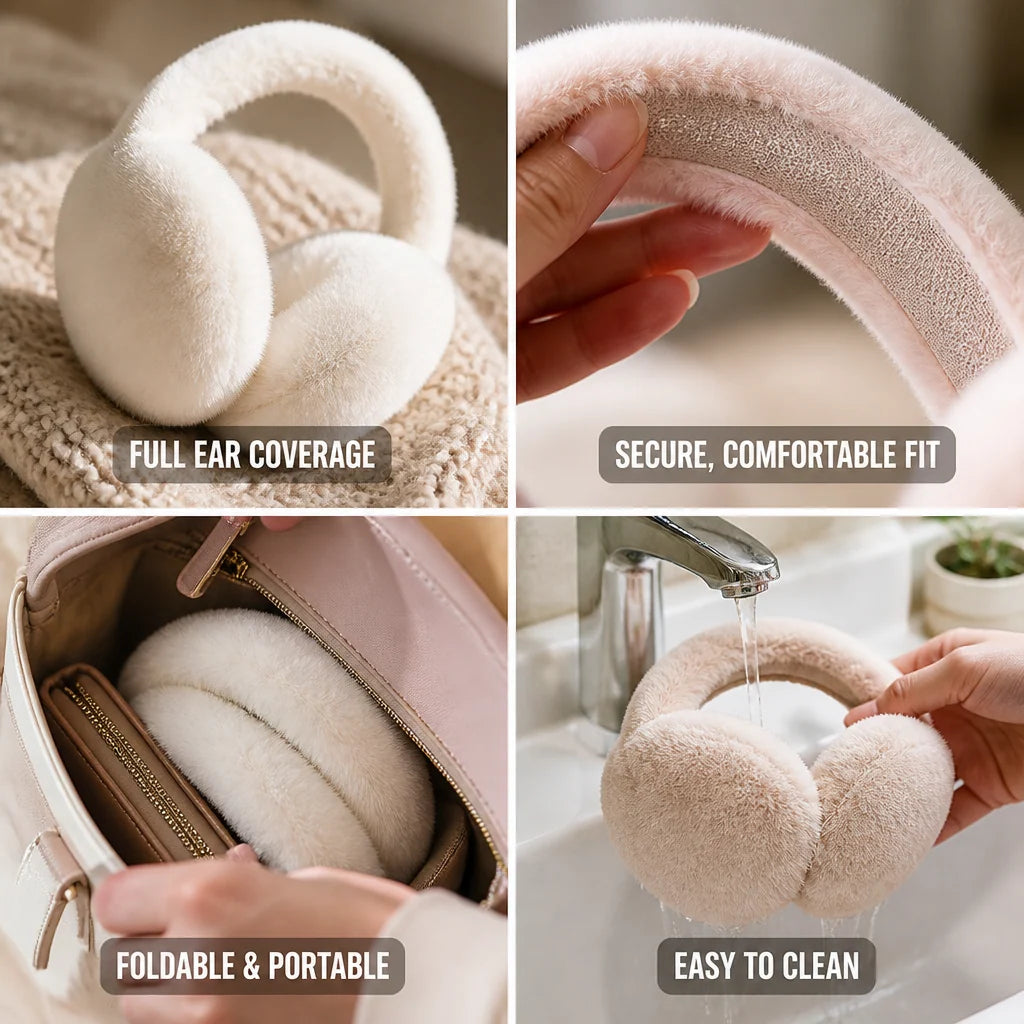 Earmuffs Foldable Fleece Lined