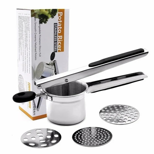 Potato Ricer Stainless Steel & Silicone Handle (3 Interchangeable Discs)