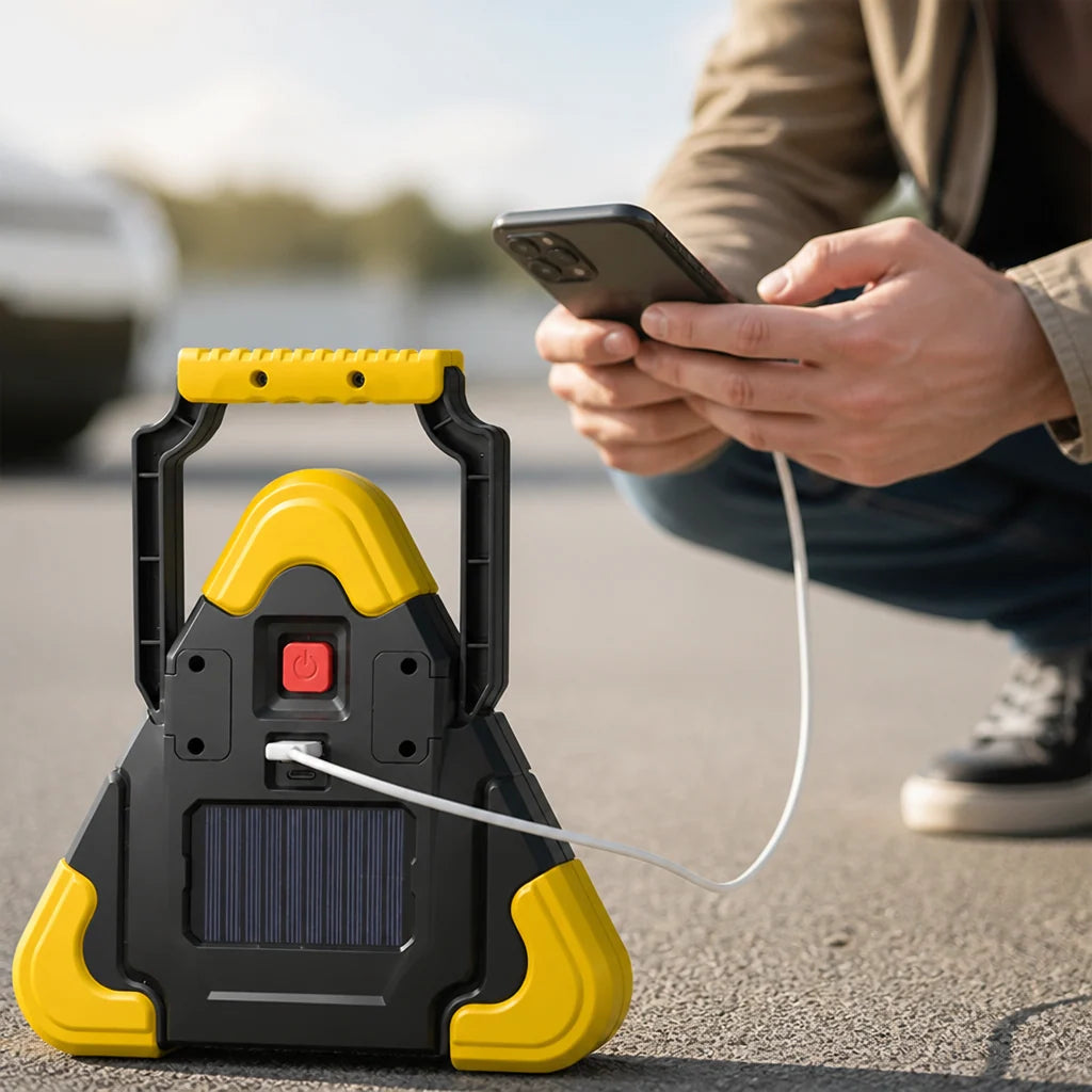 Emergency Triangle Solar Rechargeable Beacon & USB Power Bank