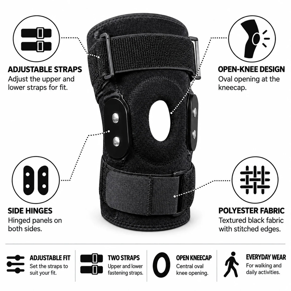 Knee Brace Adjustable Support Straps (Polyester)